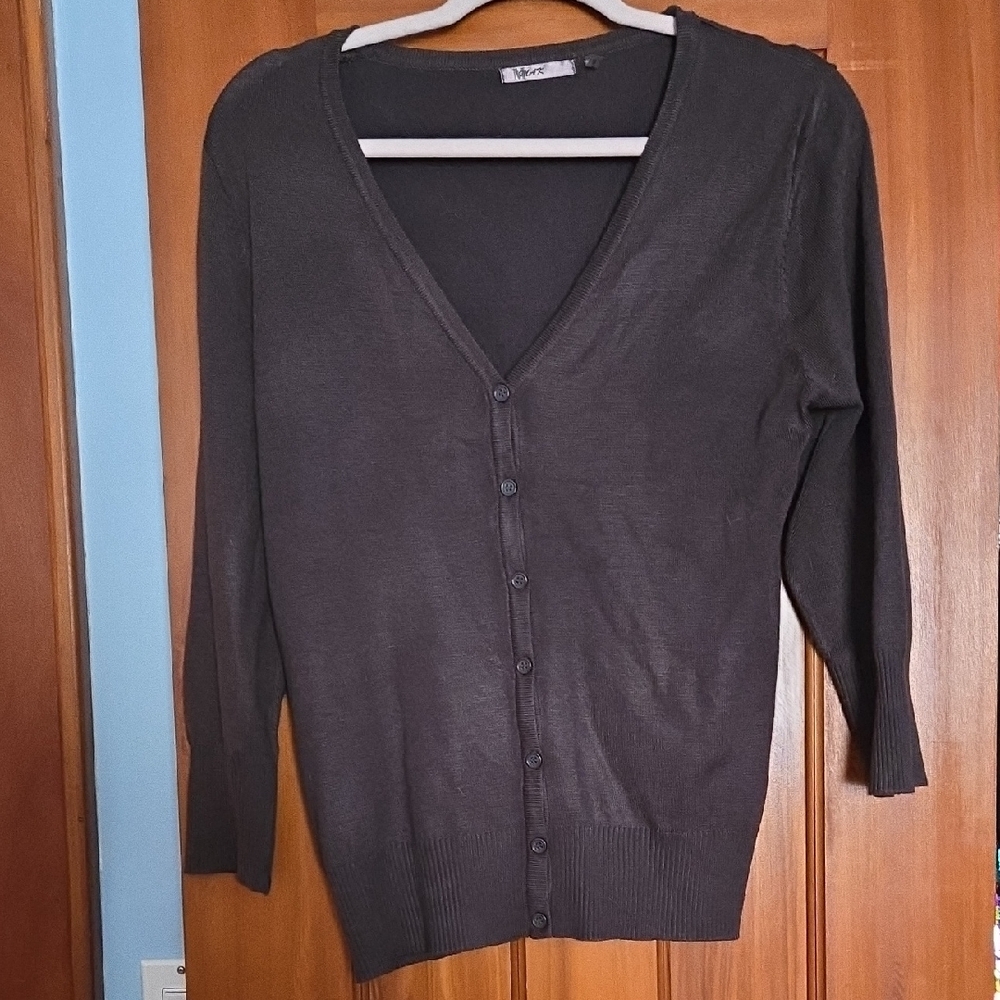 MAK Charcoal Button-Up Cardigan